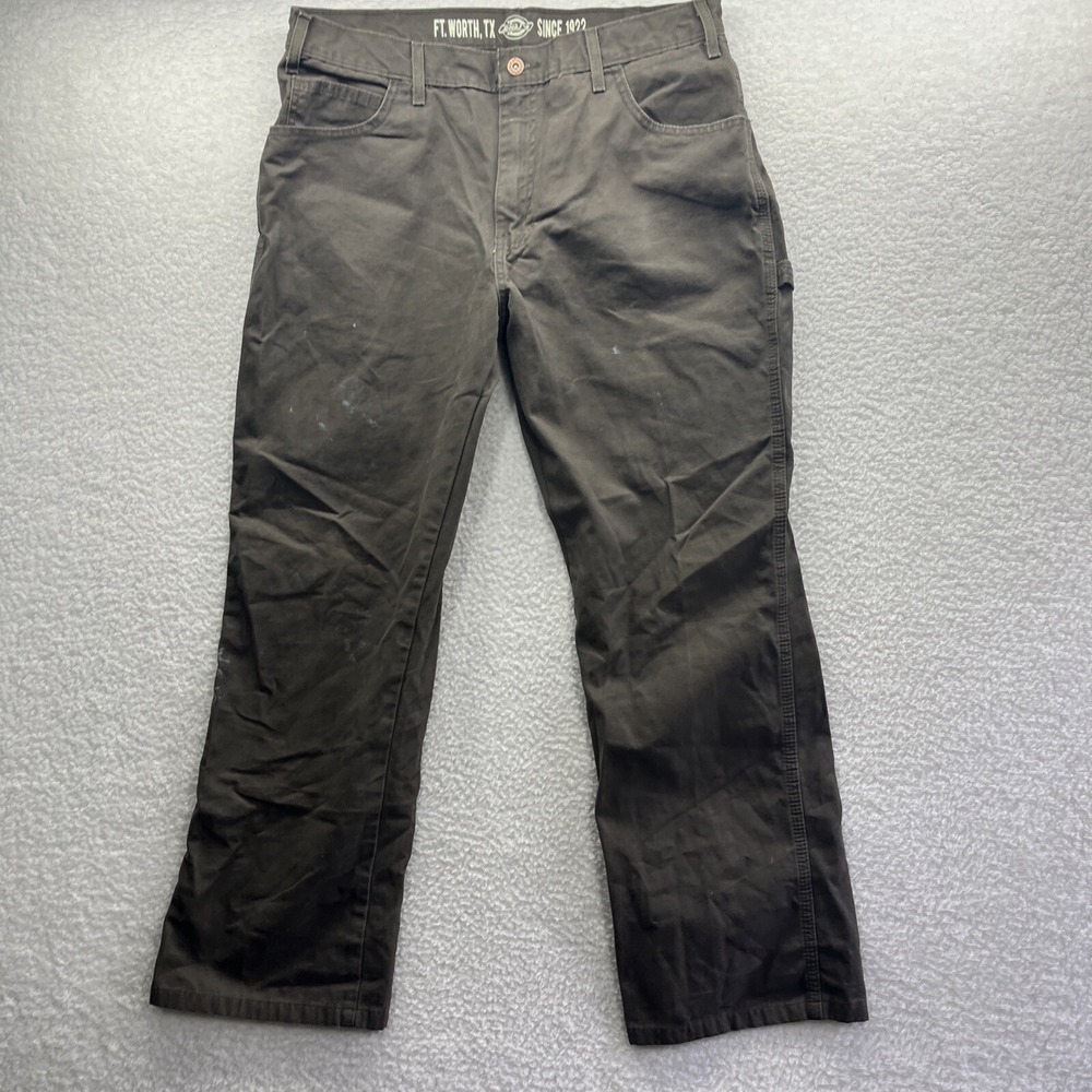 Dickies Pants Mens 34x32 Brown‎ Carpenter Canvas Pocket Relaxed Grunge Thrashed
